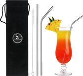 Bar Dedicated - Duurzame Herbruikbare Zwarte Rietjes met Verschillende Maten - RVS Cocktail en Smoothie Rietjes