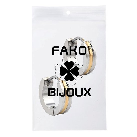 Fako Bijoux® - Oorbellen - Oorringen - Stainless Steel - 13mm - Zilver/Goud - Fako Bijoux®