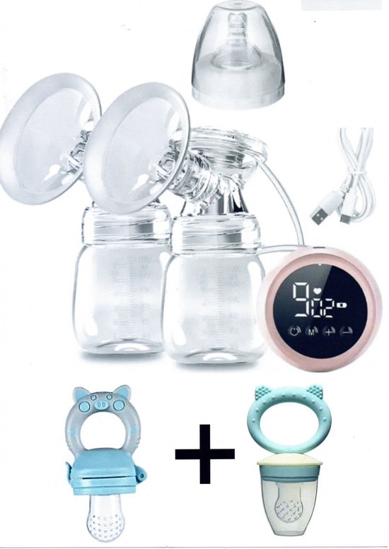 Borstkolf - Electrische borstkolf-Borstkolf elektrisch dubbel-Borstkolf elektrisch-Kolfapparaat-LED displat-9 standen+twee fruitspenen -blauw