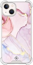 Casimoda® hoesje - Geschikt voor iPhone 13 - Marmer roze paars - Shockproof case - Extra sterk - Siliconen/TPU - Paars, Transparant