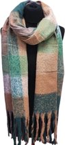 Lange Warme Sjaal - Geblokt - Paars/Groen - 240 x 44 cm (231#)