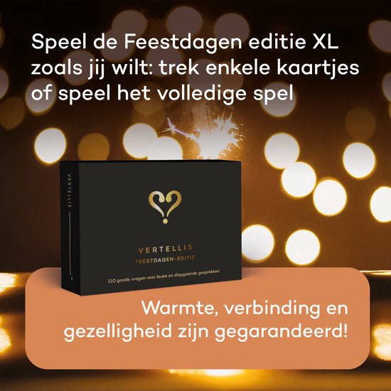 Vertellis Vragenspel Feestdagen-editie XL - Perfect Kerstcadeau - Gespreksstarters voor kerst