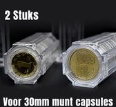Allernieuwste.nl® 2 STUKS Acryl Opbergcontainer voor 30 mm Capsules Opslag Buis Houder Case Voor 30mm Munten - Acryl 58 mm - 2 Stuks
