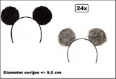 24x Diadème oreilles de souris noir et gris peluche 95mm - Document du Festival Halloween thème fête événement souris noir