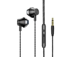 Earpods - Bedrade oortjes - In Ear Oordopjes - Oortjes met Draad en Microfoon - Extra Bass - 3,5mm Jack Aansluiting - 120cm kabel - Zwart
