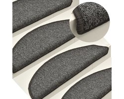 vidaXL Anti Slip - Trapmatten - Trapmatten 15 st 56x17x3 cm donkergrijs - Trappen Bekleden - Vloerkleed Trap - Donkere Kleuren