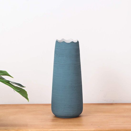 Vase bleu en céramique de 20cm, vase à fleurs, décoration