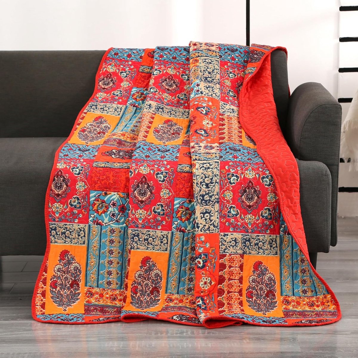 Sprei bedsprei 250 x 270 cm, patchworkdeken voor de zomer van katoen en