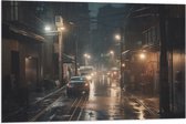 Vlag - Avond - Regen - Auto - Lichten - 90x60 cm Foto op Polyester Vlag