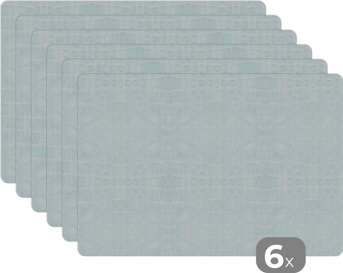 Placemats - Blauw - Leer - Onderlegger Tafel - Tafelonderzetter - 45x30 cm - 6 stuks - Placemat
