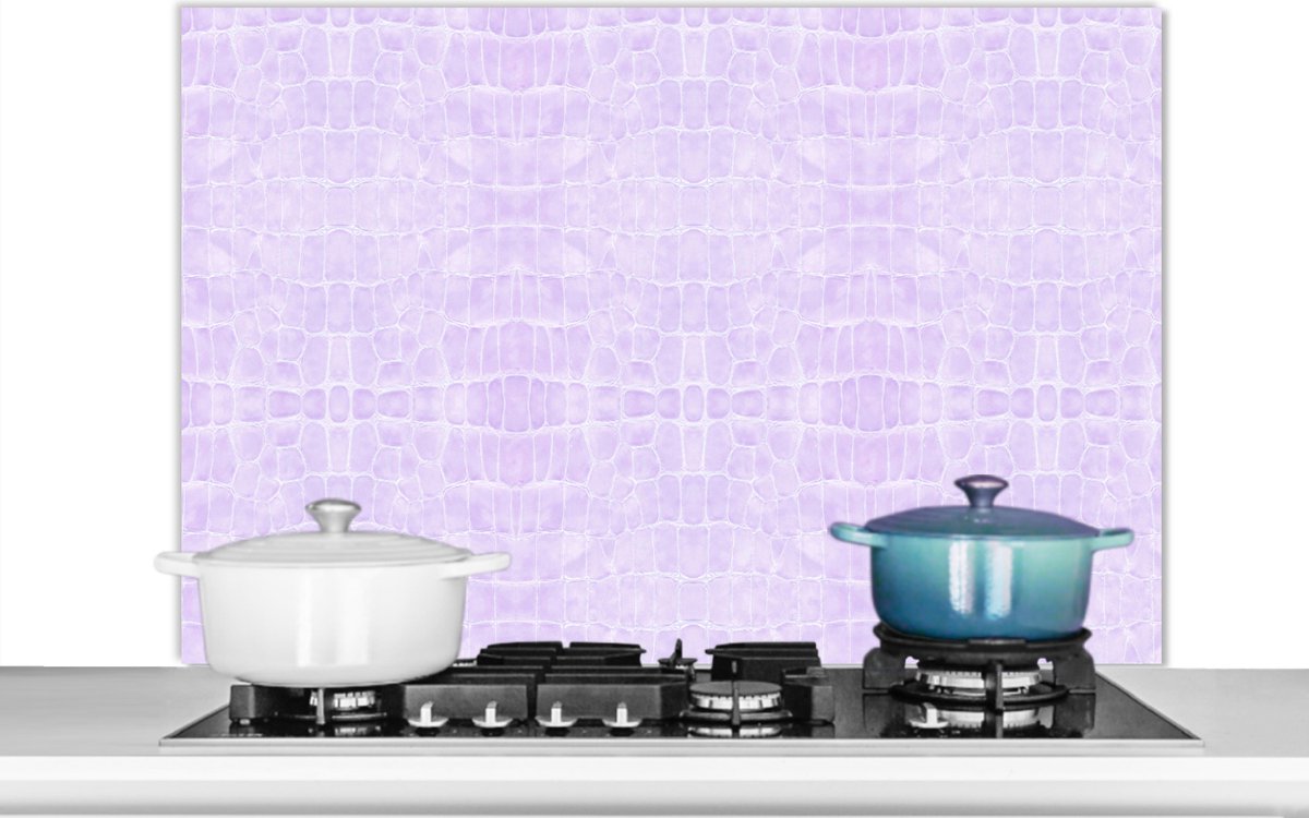 Spatwand fornuis - Leer - Roze - Structuur - Keuken - 100x65 cm - Spatscherm - Achterwand