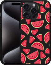 Cazy Hoesje Zwart geschikt voor iPhone 15 Pro Max Watermeloen