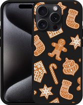 Cazy Hoesje Zwart geschikt voor iPhone 15 Pro Max Christmas Cookies