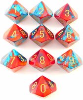 Chessex 10 x D10 Set Gemini - Red-Teal/Gold