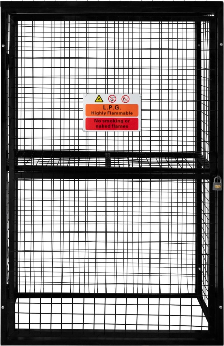 Inklapbare gasflessenopslag - zwart - 184x116x57cm - 6x19kg