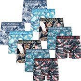 Heren Boxershort - 10 Pack - Katoen - Blauw Zwart Mix - Print - Maat XL - Ondergoed Heren - Onderbroeken Heren