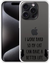 Cazy Hoesje geschikt voor iPhone 15 Pro Max Royalty Cat Zwart