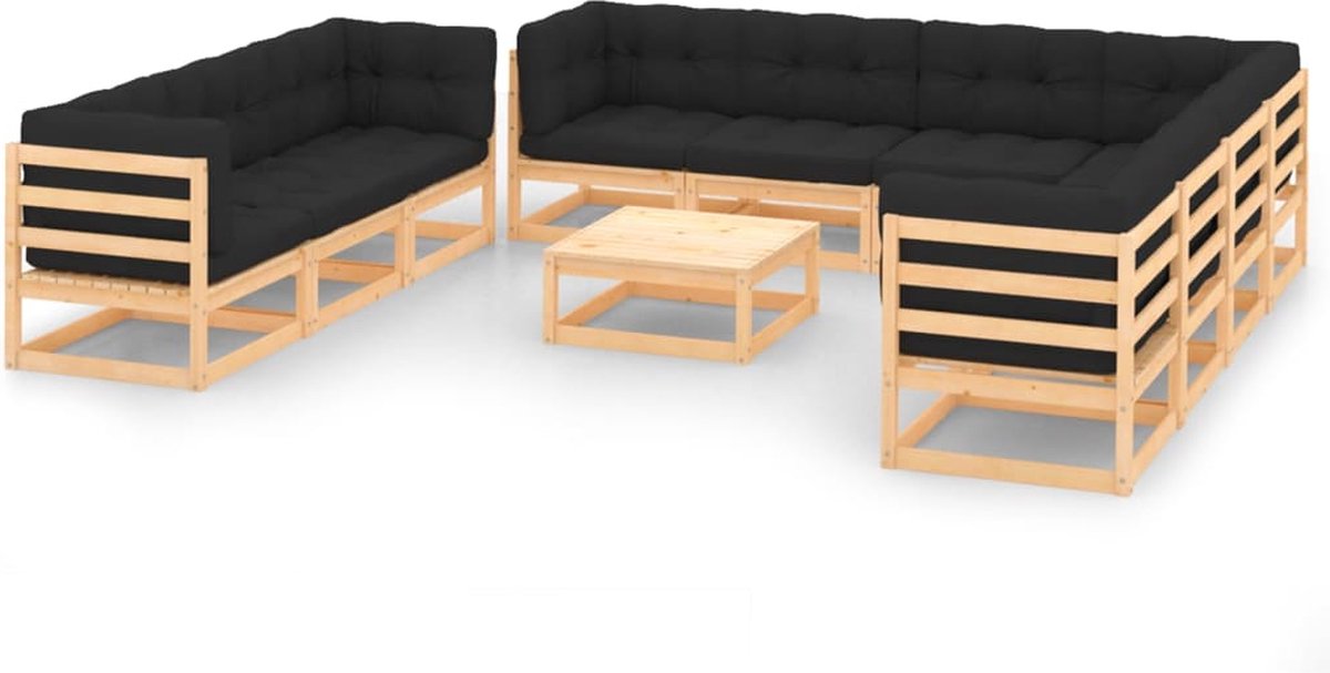 Massief grenenhouten loungeset met kussens - Tuinset - Loungestoel