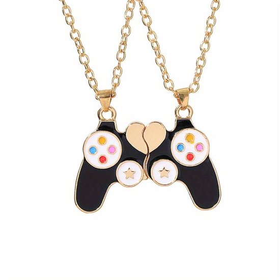 Kasey - Vriendschapsketting - Vriendschap Cadeau - Vriendschapsketting Voor 2 - BFF Ketting Voor 2 - Best Friends Ketting - Gamecontroller - Zwart