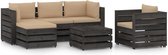 The Living Store Pallet Loungeset - Grenenhout - 69 x 70 x 66 cm - Beige kussen