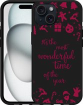 Cazy Hoesje Zwart geschikt voor iphone 15 Most Wonderful Time