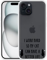Cazy Hoesje geschikt voor iPhone 15 Royalty Cat Zwart