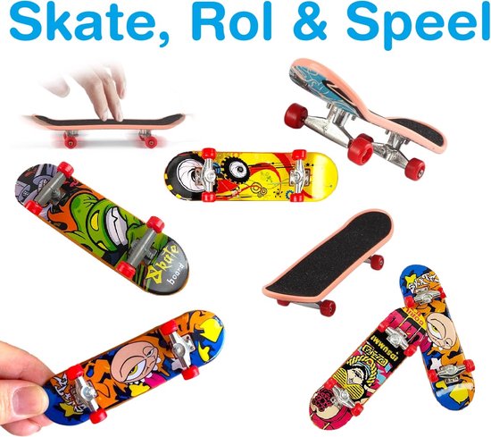 PLAY IT Fingerboard mini Vinger Skateboard - 3 stuks - Random Kleur - 9.5x2.5cm