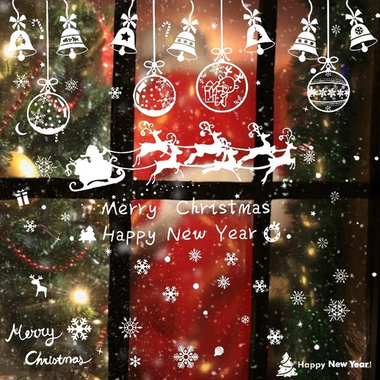 Raamfoto's, Kerstmis, zelfklevend, pvc, zelfklevend, decoratie voor deuren, etalages, glazen fronten (C)