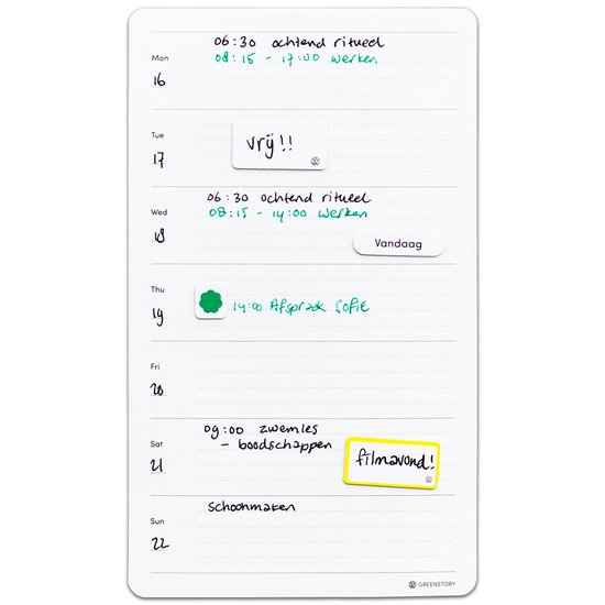 GreenStory - Sticky Whiteboard - School Agenda weekoverzicht