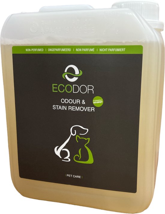 Ecodor Geur- & Vlekverwijderaar - 2500ml - Tegen de geur en vlekken van braaksel/overgeefsel/kots, ontlasting, urine, bloed, zweet en overige organische vlekken - niet geparfumeerd - Ecologisch - Vegan - Ecodor
