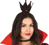 Fiestas Verkleed diadeem kroon - zwart - mini hoedje - meisjes/dames - boze koningin