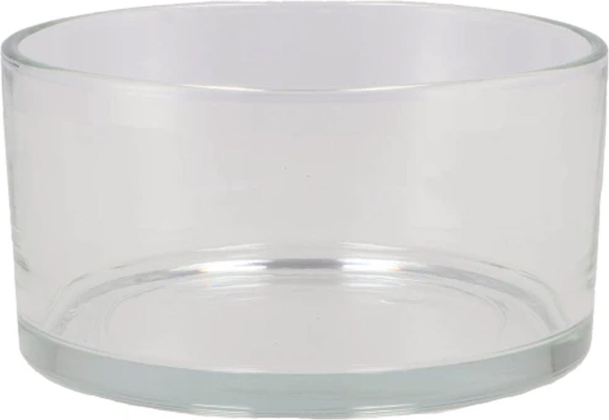 DK Design Schaal - vaas laag model - cilinder vorm - 19 x 8 cm - transparant glas - bloemenvazen