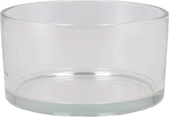 DK Design Schaal/vaas laag model - cilinder vorm - D19 x H8 cm - transparant glas - bloemenvazen