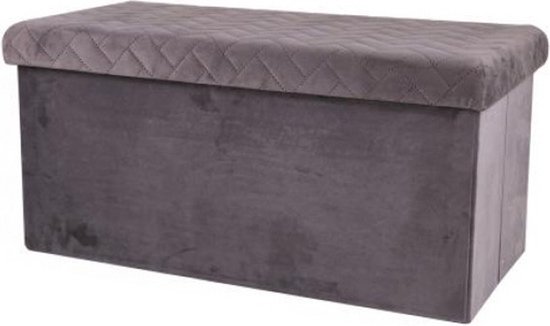 Urban Living Hocker bank - poef XXL - opbergbox - donkergrijs - polyester/mdf - 76 x 38 x 38 cm - opvouwbaar