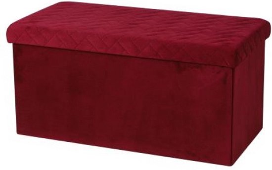 Canapé Urban Living Hocker - pouf XXL - boîte de rangement - rouge bordeaux - polyester/MDF - 76 x 38 x 38 cm - pliable