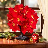 Kerstster met Verlichting - Kerst - Kunstbloem - Decoratie - Rood - Poinsettia (Euphorbia Pulcherrima)