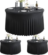 Rekbaar spandex zwart rond tafelkleed voor 150 cm ronde tafel, ronde tafelrok voor banketfeest, bruiloft