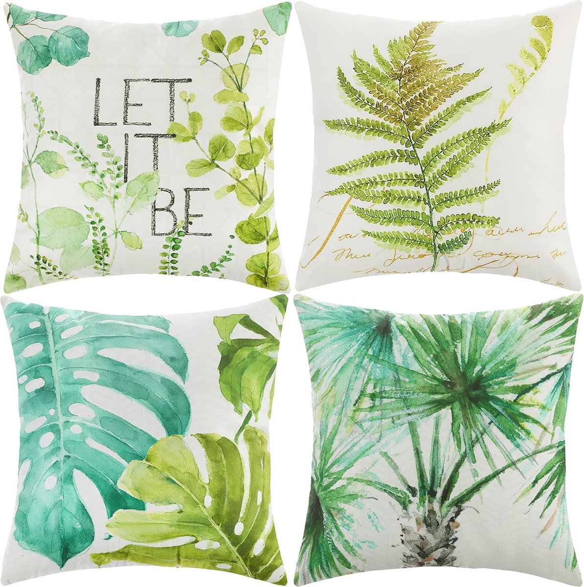 Kussensloop 45 x 45 cm, boho-kussenslopen, set van 4 decoratieve kussenslopen voor bank, kantoor, auto, slaapkamer, thuis, decoratie (groen-fluweel)