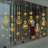 Stickers fenêtre Boules de Noël de Noël dorées - 50x60 - Réutilisables - Flocons de neige - Noël - Décoration - Décoration de fenêtre - Décorations de Noël - Décoration de fenêtre - Joyeux Noël