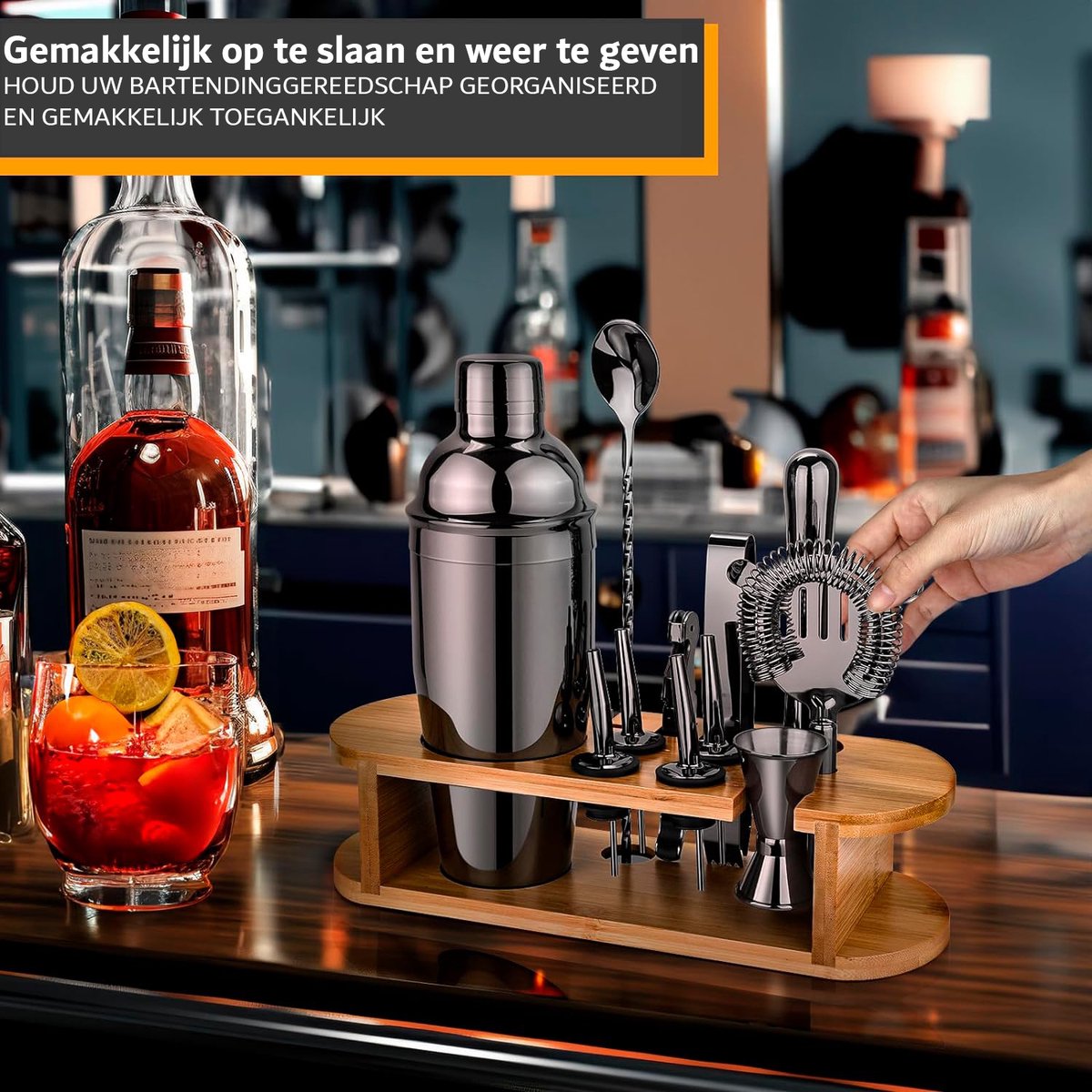 Cocktailset 12-delige Cocktail Set met Standaard en Alle Essentiële Bar Gereedschappen - Geschenken voor Vrouwen en Mannen - Cocktail Liefhebbers - Professionele Bar Set - Cocktail Accessoires — cadeau in Kookcadeaus - foto 8