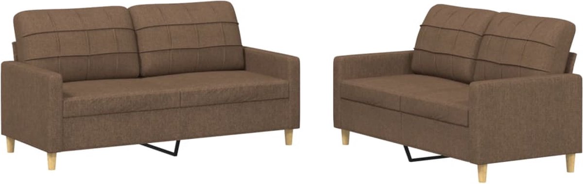 vidaXL - 2-delige - Loungeset - met - kussens - stof - bruin