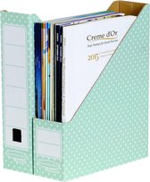 Tijdschriftencassette A4, Style serie, van 100% gerecycled karton, met grijpgat, kleur: groen/wit, verpakking van 10 stuks