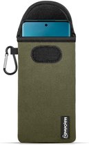 Étui pour Motorola Edge 40 Neo - Pochette en néoprène MobyDefend avec mousqueton - Étui à glisser - Étui avec passant de ceinture - Vert - Étui pour téléphone portable - Étui pour téléphone Convient pour: -