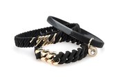 Rubz armbanden set - 3stuks- zwart- soft gold- one size