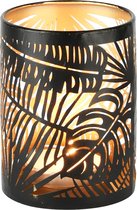 Dekoratief | Waxinelichthouder 'Wild Leaves', zwart/goud, metaal, 10x10x14cm | A235392