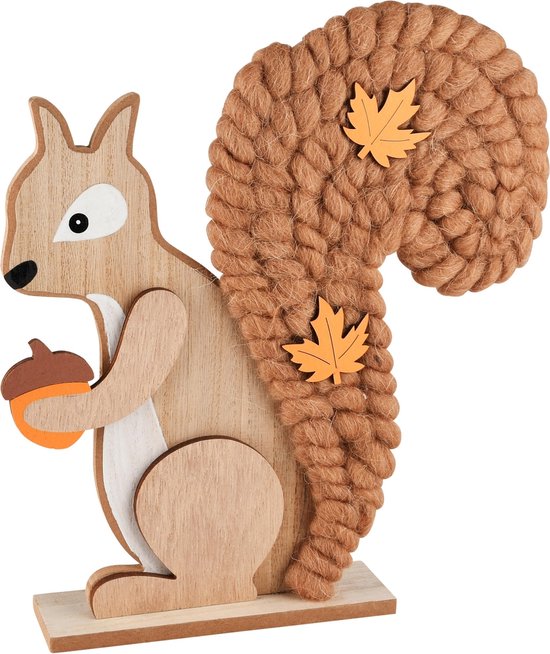 Décoratif, Deco écureuil avec gland, naturel, bois, 26x5x29cm, A235301