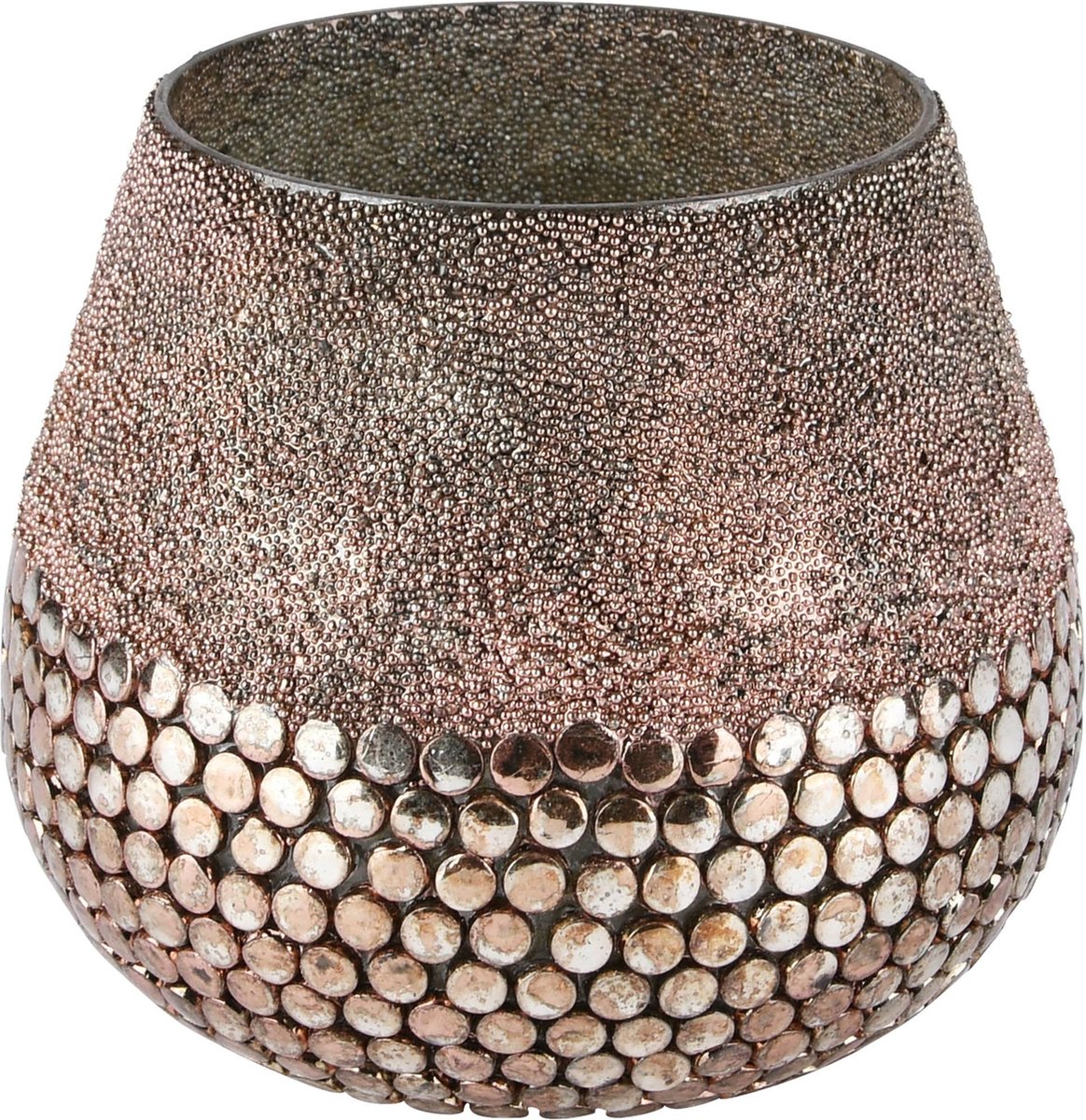 Theelichthouder / waxinelichtjeshouder / Windlicht - Zilver / grijs - 12 x 12 x 13 cm hoog.