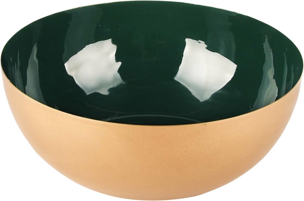 dekoratief Bowl rond, groen/goud, metaal, 21x21x8cm | A228174