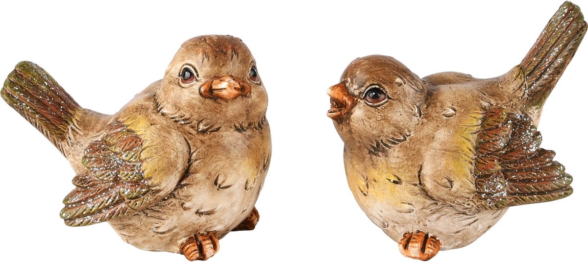 Dekoratief | Vogeltje zittend, resina, 5x7x6cm, set van 2 stuks | A235764
