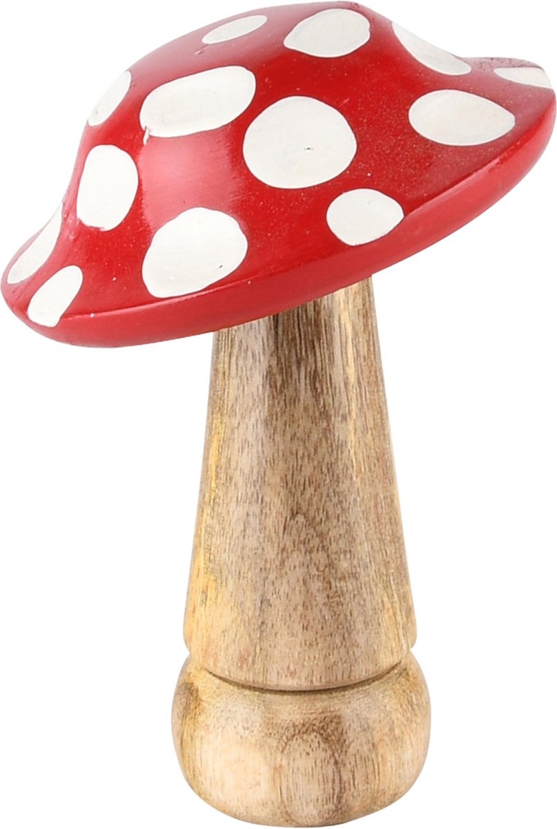 Décoratif, Champignons Deco à pois blancs, naturel/rouge, bois, 27x27x6cm, A238134